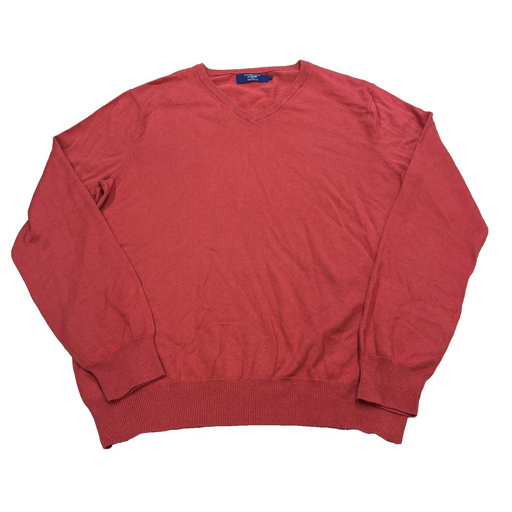 J. Crew Cotton Cashmere V Neck Pullover Sweater Size Large Red Preppy Classic